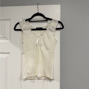 Elegant Cream Ruffle Top - Brandy Melville
